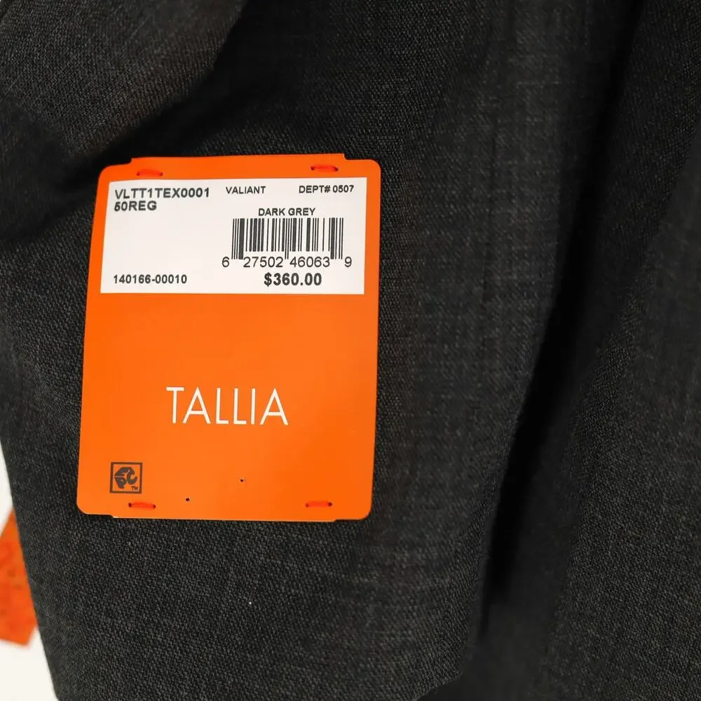 Tallia Men's Solid Grey Classic Slim-Fit Sport Coat Formal Suit Blazer Size 50R